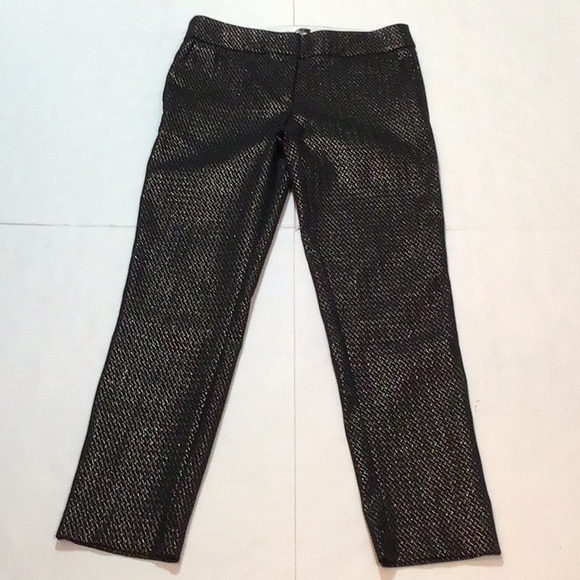 LOFT MARISA SKINNY BLACK AND SILVER DRESS PANTS SZ 4 - Picture 1 of 11